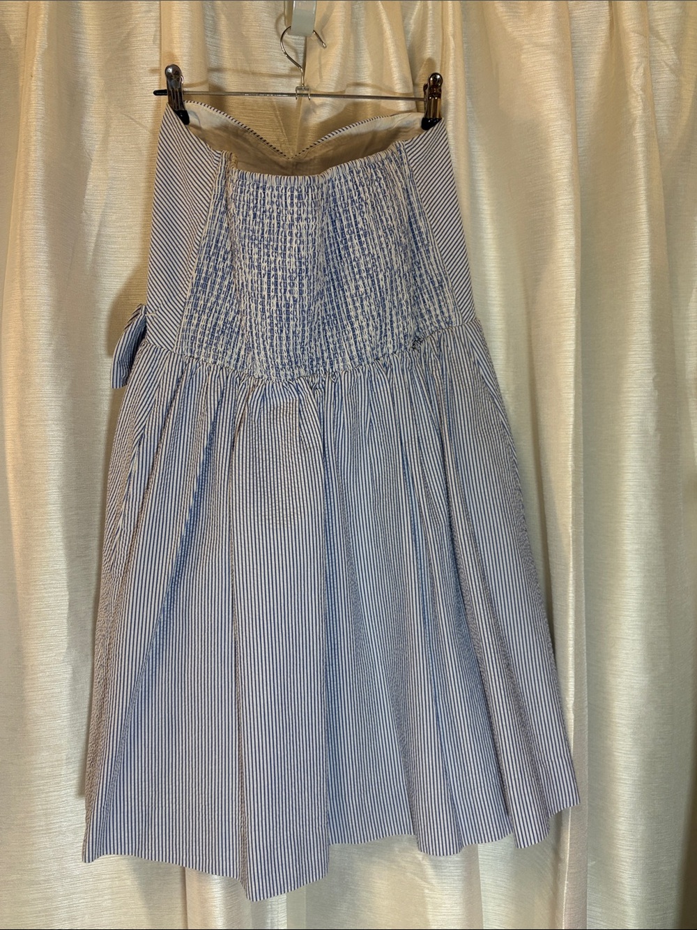 Lilly Pulitzer Henrietta Blue Seersucker Strapless Bow Dress Large - Picture 10 of 15